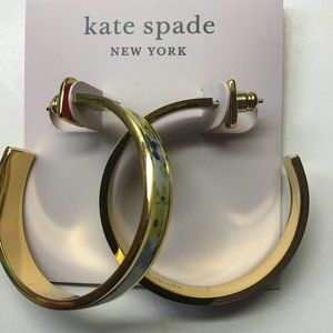 Kate Spade New Blue and Yellow Flower Hoop Earrings